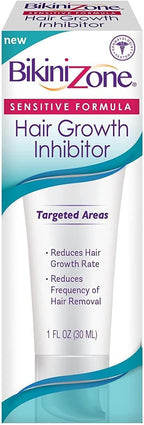 Bikini Zone Hair Growth Inhibitor Cream - Helps Stop Hair Growth for Face, Legs, Lips & Chin - Reduces Hair Density & Length - Painless Hair Inhibitor & Moisturizer After Waxing & Shaving (1 oz)