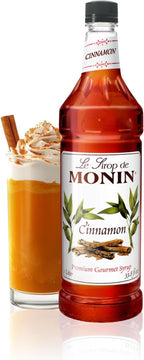 Monin - Cinnamon Syrup, Sweet and Spicy Taste of Cinnamon, Versatile Flavor, Natural Flavors, Great for Coffees, Cocoas, Ciders, and Cocktails, Non-GMO, Gluten-Free (1 Liter)