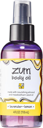 Indigo Wild Zum Lavender-Lemon Body Oil - Nourishing Body Massage Oil for Massage Therapy & Hydration - Nourishing, Vegetarian Massaging Oil with Sweet Almond Oil - 4 fl oz