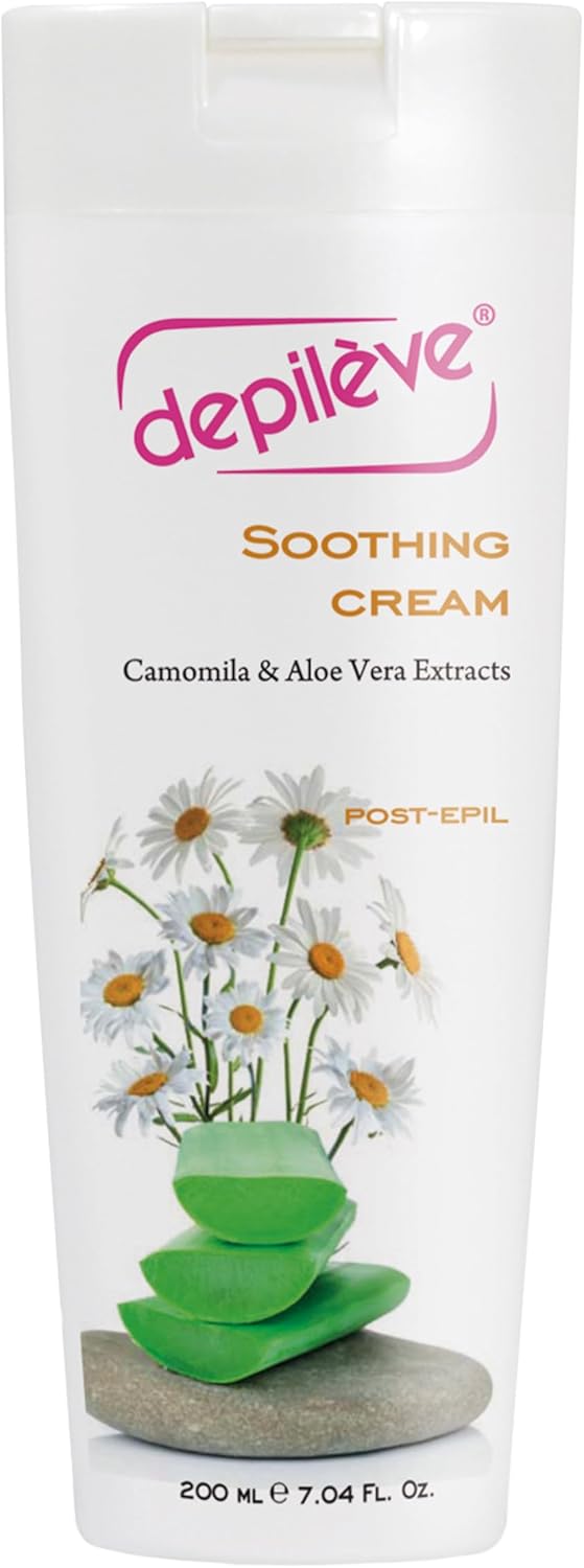 Depileve Soothing Cream - Post Wax Lotion - Enriched with Aloe Vera, Chamomile and Zinc Oxide - for All Skin Types - Skin Calming Aftercare - Makeup-like Coverage Cream - 7 oz.