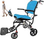 Wheelchairs for Adults,Transport Wheelchair Lightweight Foldable with Removable Cushion,Transport Chair,Ergonomic Travel Wheelchair with Telescopic Handle,Gifts for Grandpa,Blue
