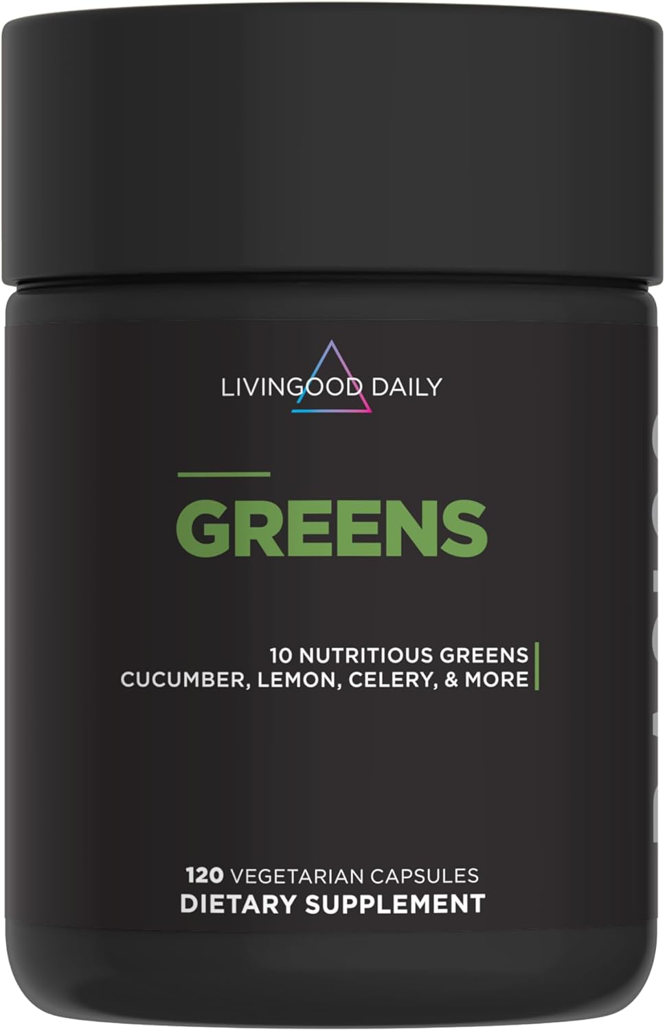 Livingood Daily Greens Capsules, Super Greens Supplement with Spirulina, Chlorella, Broccoli, Spinach, Celery, Lemon & More, Plant Based for Digestion & Gut Health, Non GMO, Vegetarian, 120 Ct