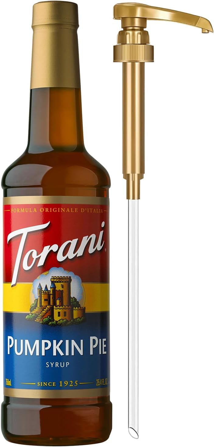 Torani Coffee Syrup, Pumpkin Pie Flavored Syrup for Drinks, Pump Included, 25.4 Fl Oz
