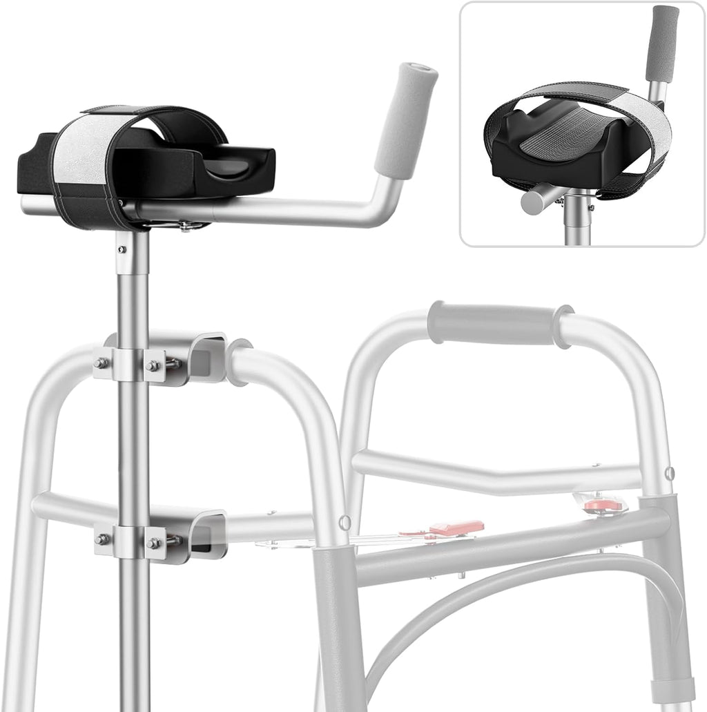 Adjustable Platform Attachment with Padded Armrests, Compatible with Most 2-Button Walker Frames, Helps Improve Upper-Body Support & Comfort, Lightweight Accessory