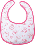 Littleforbig Cotton Waterproof Babydoll Printed Adult Bib with Adjustable Hook-and-Loop Fastener Closure - Nursery Pink Adult Bib
