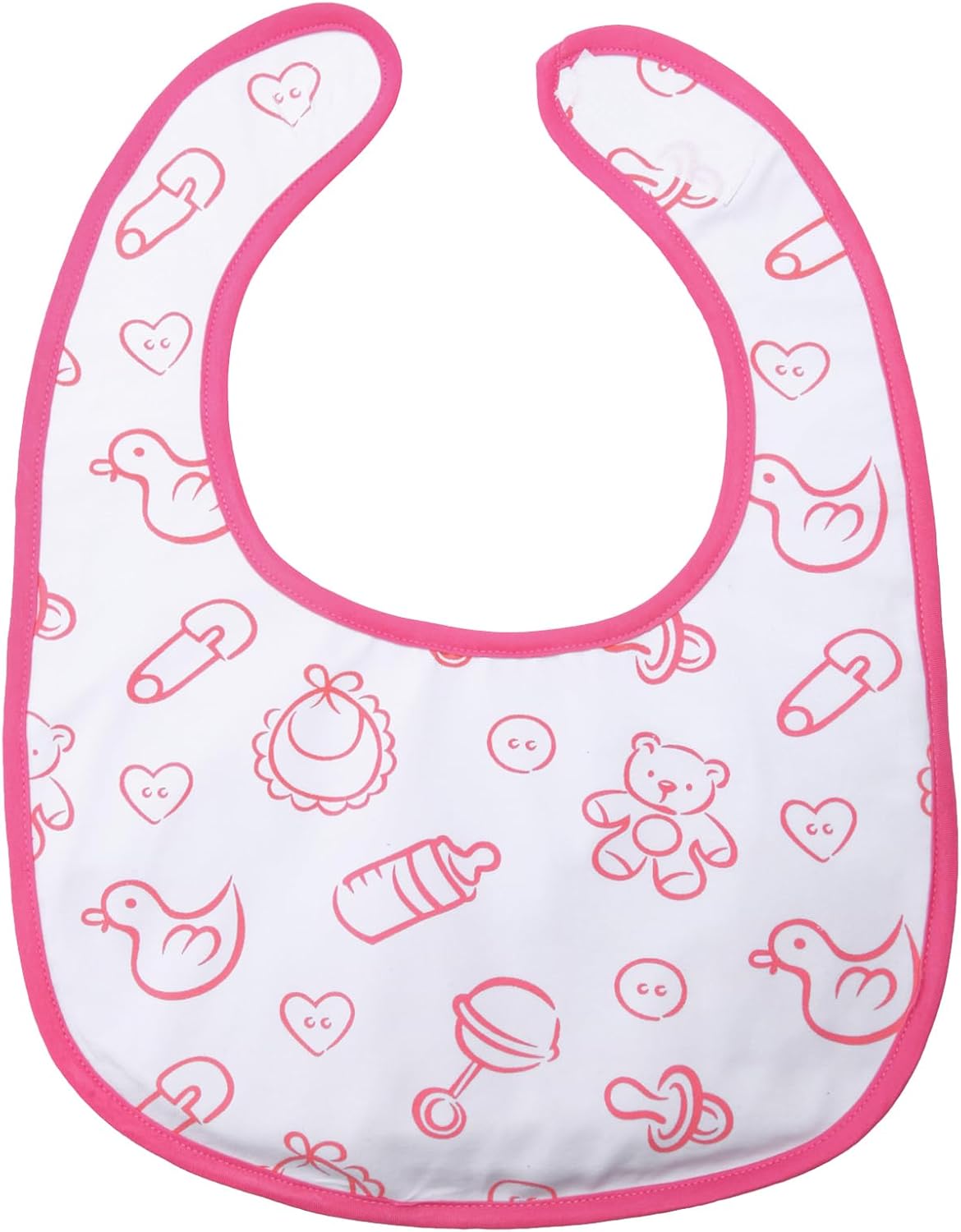 Littleforbig Cotton Waterproof Babydoll Printed Adult Bib with Adjustable Hook-and-Loop Fastener Closure - Nursery Pink Adult Bib