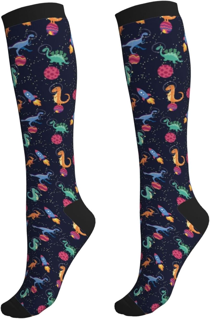 Crazy Fun Compression Socks Women Men Knee High Support Socks For Athletic Running Cycling