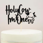 Holy Cow I'm One Cake Topper, Farm 1st Birthday Party Decor, Cow Cake Topper - 1st Birthday Decorations, Glitter 1st Birthday Supplies, Baby Shower Party Decoration
