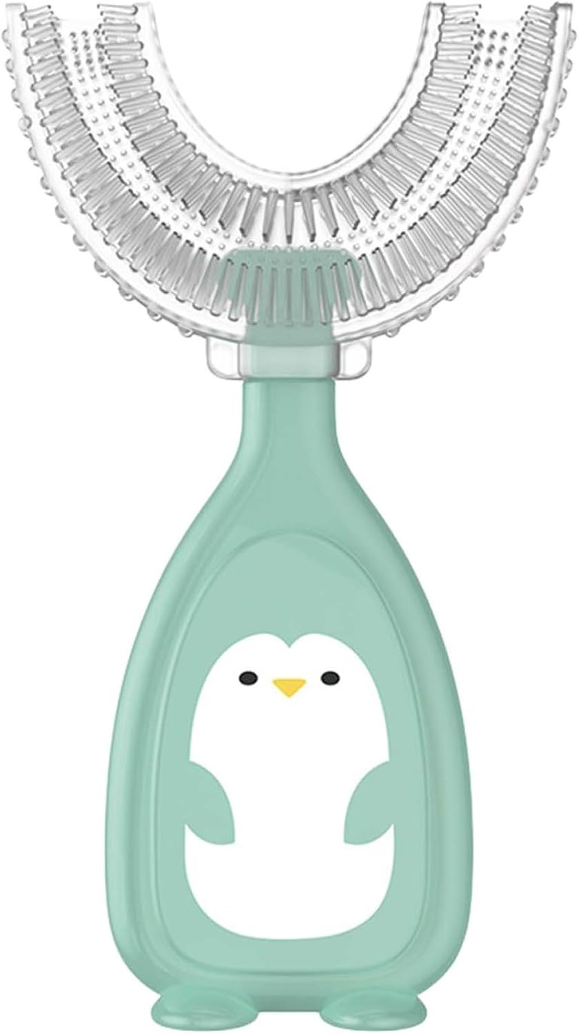 Children's U-Shaped Toothbrush Silicone Toothbrush Baby Mouth Cleaning Manual Toothbrush (Green, L), Kids u-Shaped Toothbrush