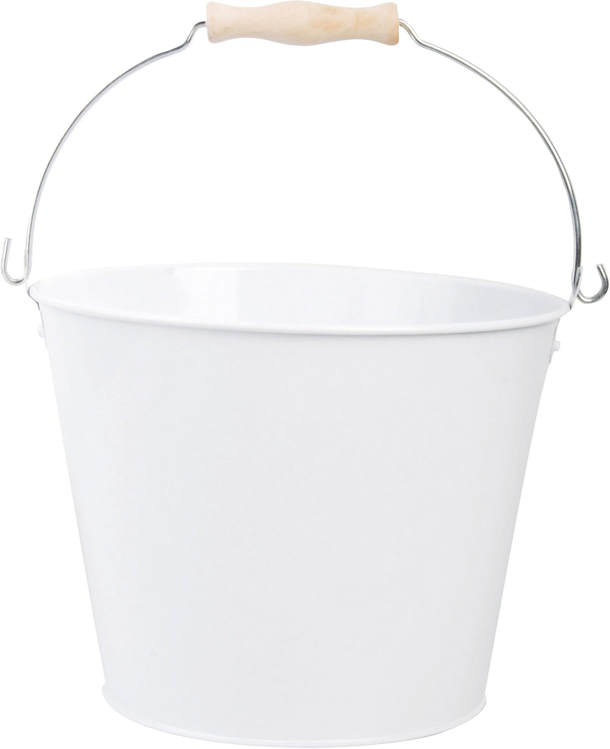 Esschert Design USA White Metal Bucket with Wood Handle (RD23)