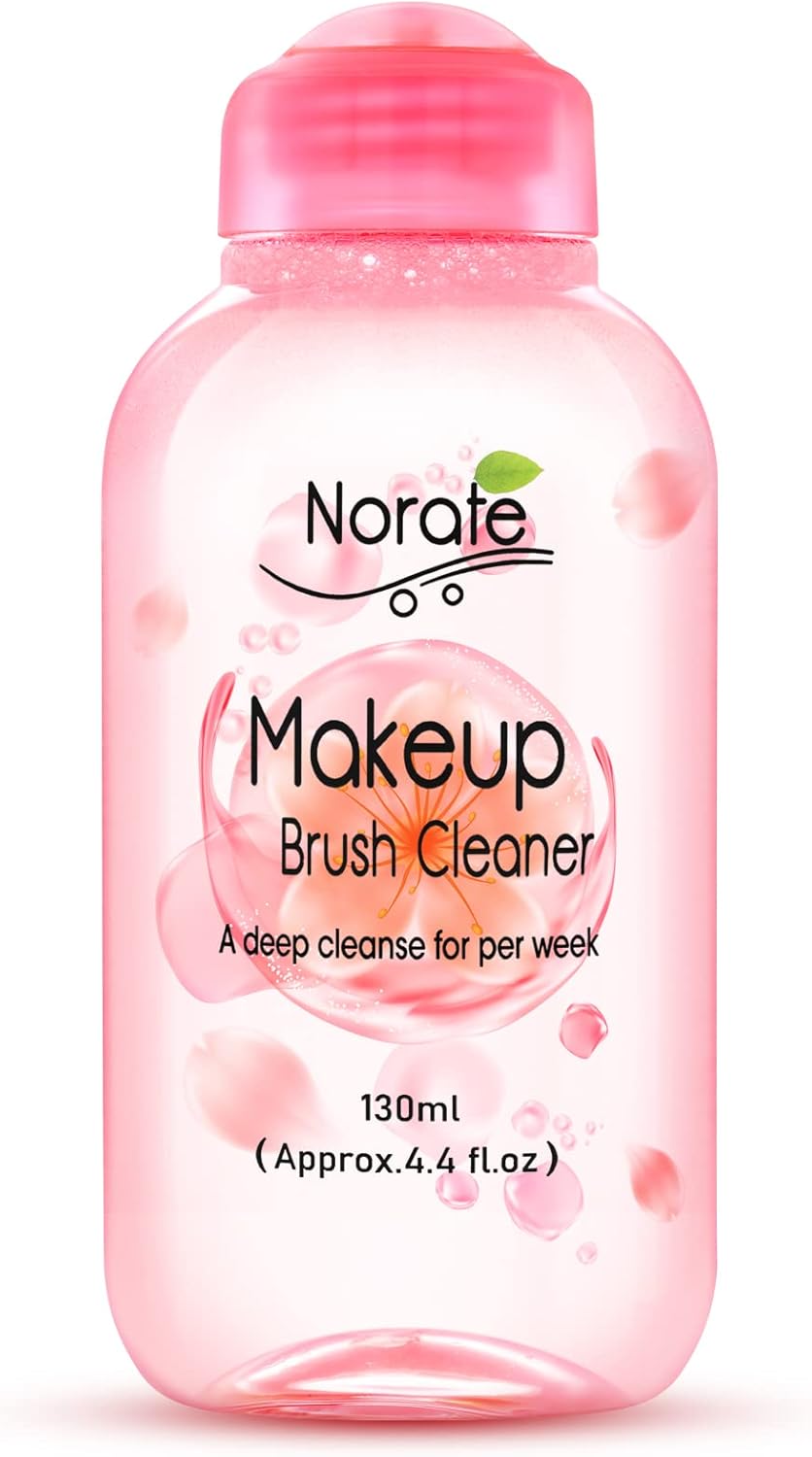 Norate Makeup Brush Cleaner, Make Up Brush Cleansers Solution, Makeup Cleaner for Makeup Brushes, Beauty Sponge, Powder Puff, Deep Clean Brush Shampoo, Gentle Formula Cruelty Free 4.4 FL.OZ