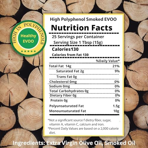M.G. PAPPAS High Polyphenol Rich Smoked Infused Olive Oil Extra Virgin - Over 500mg/kg- Unfiltered First Cold Pressed Greek EVOO - Award Winning – 12.7 Oz 375ml