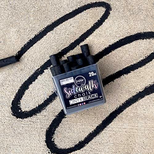 Loddie Doddie Jumbo Sidewalk Chalk Bucket - 20 Count, Black - Washable Sidewalk Chalk for Kids - Bucket Storage for Outside Fun - For Outdoor Kids Activities