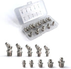 20 PCS SAE & Metric Grease Fittings Assortment, Hydraulic Grease Gun Fittings with 1/4'' 1/8'' M6 M8 M10 Straight, 45 Degree Zerks Kit for Automotive Industrial Machinery Lubrication