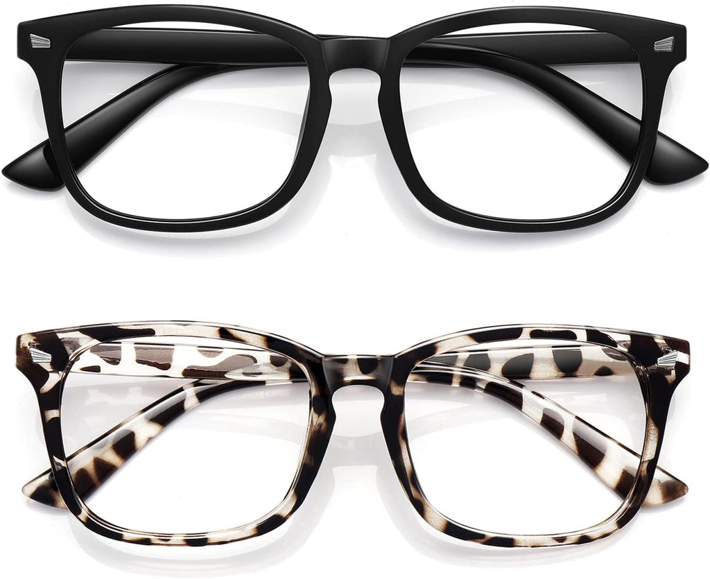 WOWSUN Unisex Stylish Nerd Non-prescription Glasses, Clear Lens Eyeglasses Frames, Fake Glasses
