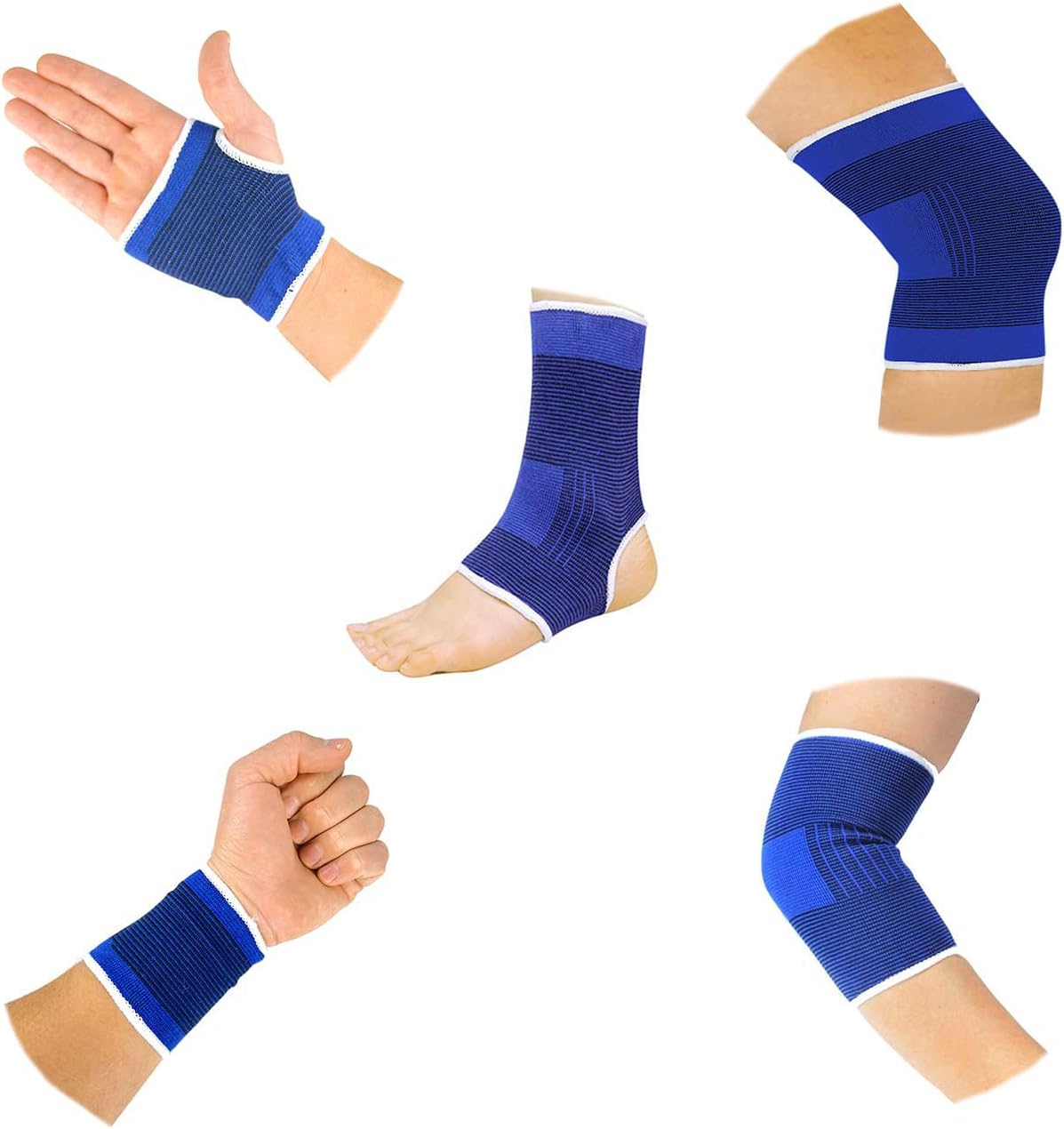 BNYD 10-Piece Compression Support Brace Set for Knee, Elbow, Wrist, Palm & Ankle — Full Body Pain Relief, Sports Injury Protection, Joint & Muscle Support for Men & Women (5 Pairs)