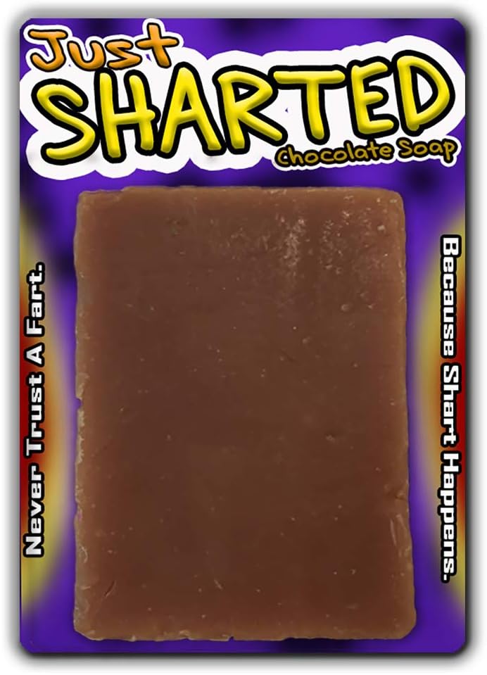 Just Sharted Chocolate Soap Novelty Bath Bar Soap Funny Unisex Spa for Women Men Chocolate Gags for Friends Family Secret Santa White Elephant Stocking Stuffers Teens Adults Fart Joke Gag