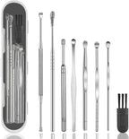 8 Pcs Ear Wax Removal Kit,Professional Double-Headed Ear Pick Earwax Removal Tools,316L Stainless Steel Ear Cleaner Curette with Cleaning Brush and Storage Box,Suit for Kid Adult(Silver)