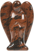 Justinstones Carved Mahogany Obsidian Gemstone Peace Angel Pocket Guardian AngelHealing Statue 2 inch