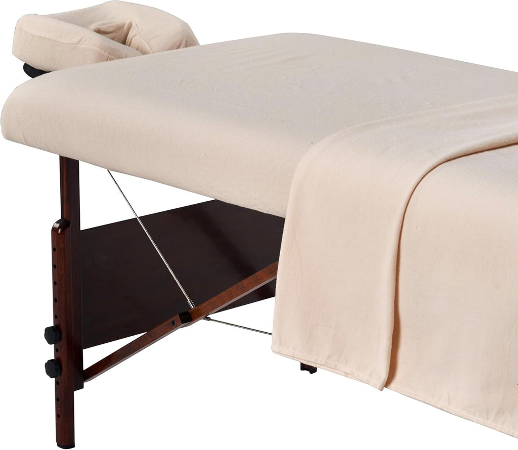 Master Massage Cotton Flannel Sheets Set (3 Piece Set) Massage Table Cover Set, Beauty Salon SPA Bed Replacement Cover, Includes Table Cover, Face Cushion Cover, Table Sheet, Off White