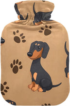 Cute Dachshund Dogs Brown Hot Water Bottles with Soft Cover Warm Water Heat Bottles for Menstrual Cramps Pain Relief Medium