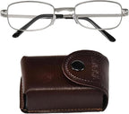 Charmoo Reading Glasses, Anti-Blue Light Ultra Light Multifocus Titanium Folding Reading Glasses for Unisex