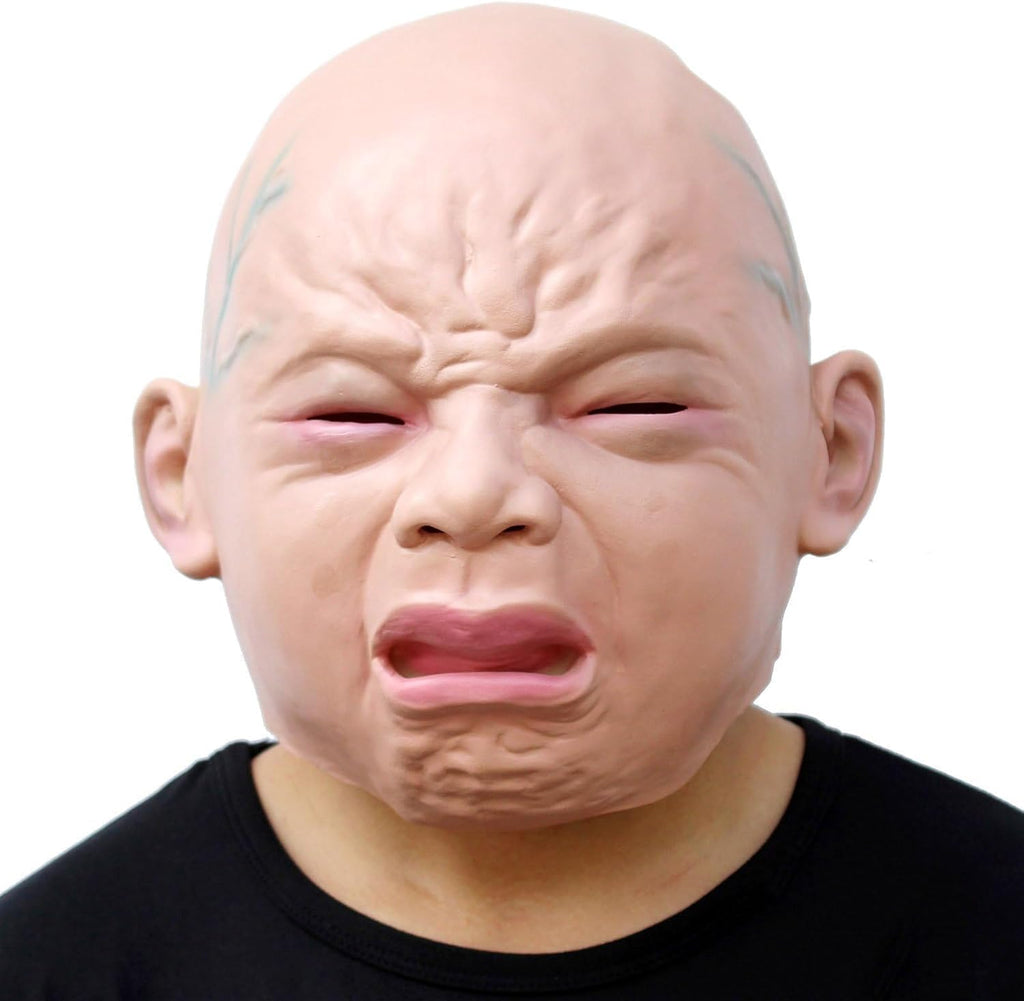CreepyParty Releastic Human Mask Novelty Halloween Costume Party Latex Head Masks (crying)