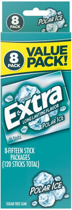 EXTRA Polar Ice Sugar Free Gum Back To School Chewing Gum- 8 Bulk Gum Pack (120 ct)