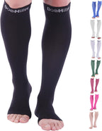Doc Miller Open Toe Compression Socks for Men & Women, 30-40 mmHg Knee High Support, Toeless Design for Daily Leg Comfort, Breathable Nylon Spandex, 1 Pair