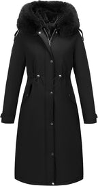 RISISSIDA Women Winter Parka Puffy Coat for Deep Cold,Thicken Puffer Jacket with Long Fur Collar Hooded,Warm Bubble Overcoat