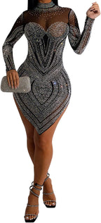 Women Sexy Birthday Dress Hot Drilling Process Sexy Dress Party Club Night Dress……