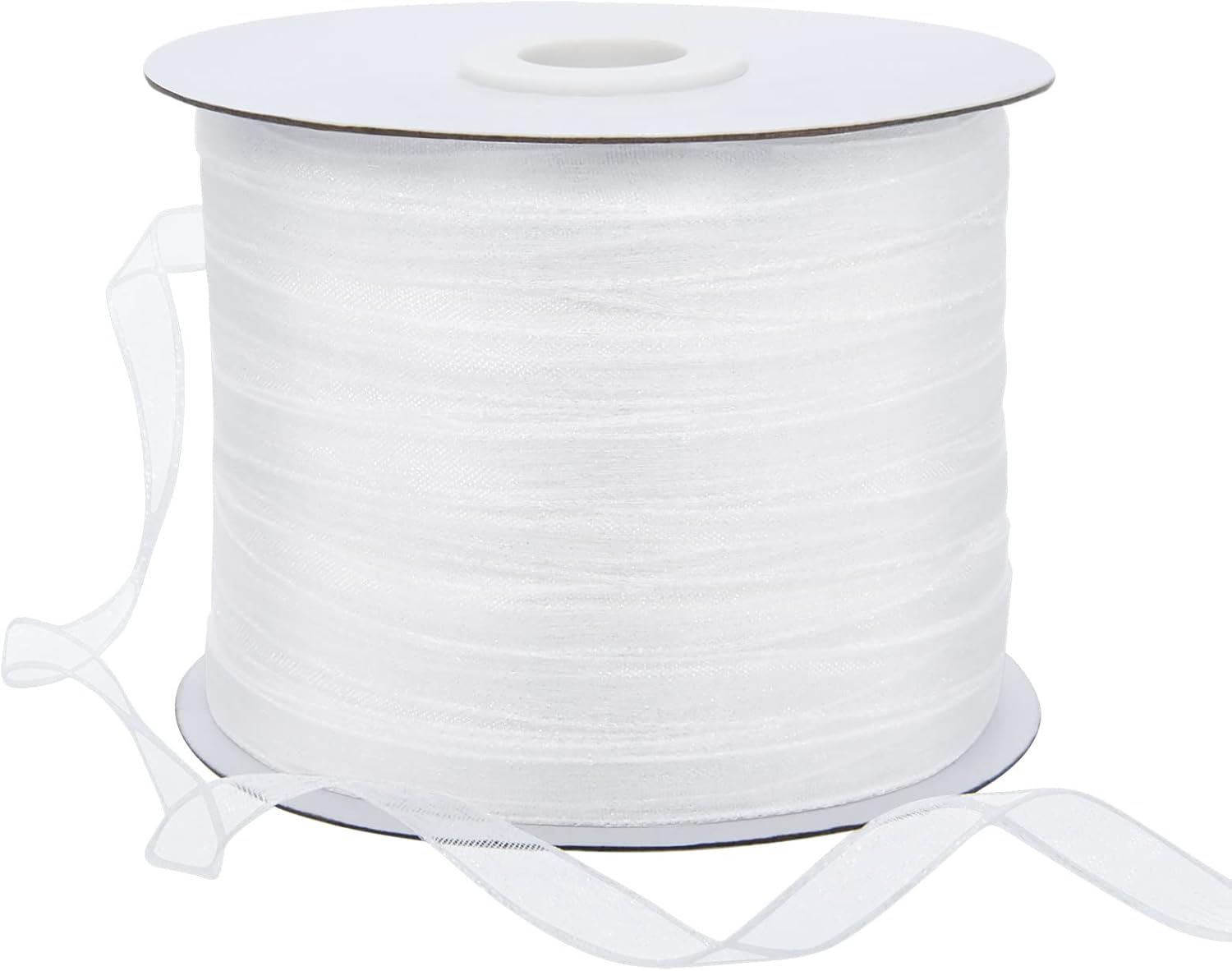 Hapeper 250 Yards 1/4 Inch Narrow Sheer Organza Chiffon Ribbon for Crafts Making, Gift Wrapping (White)