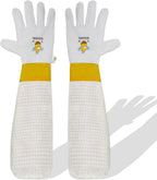 Beekeeping Gloves for Women & Men - Sting-Proof Goatskin Leather Gloves, Durable & Comfortable Fit with 3-Layer Sleeve, Elastic Cuff - Professional Beekeeping Protection (XXL)