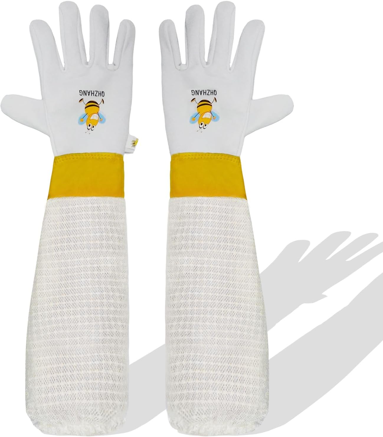 Beekeeping Gloves for Women & Men - Sting-Proof Goatskin Leather Gloves, Durable & Comfortable Fit with 3-Layer Sleeve, Elastic Cuff - Professional Beekeeping Protection (XXL)
