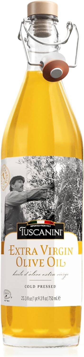 Tuscanini Premium Italian Extra Virgin Olive Oil, 25.3oz | Product of Italy, Ultra-Premium Unfiltered, Cold Pressed, Non GMO, Perfect for Salads, Dipping Oils, Marinades, & Cooking