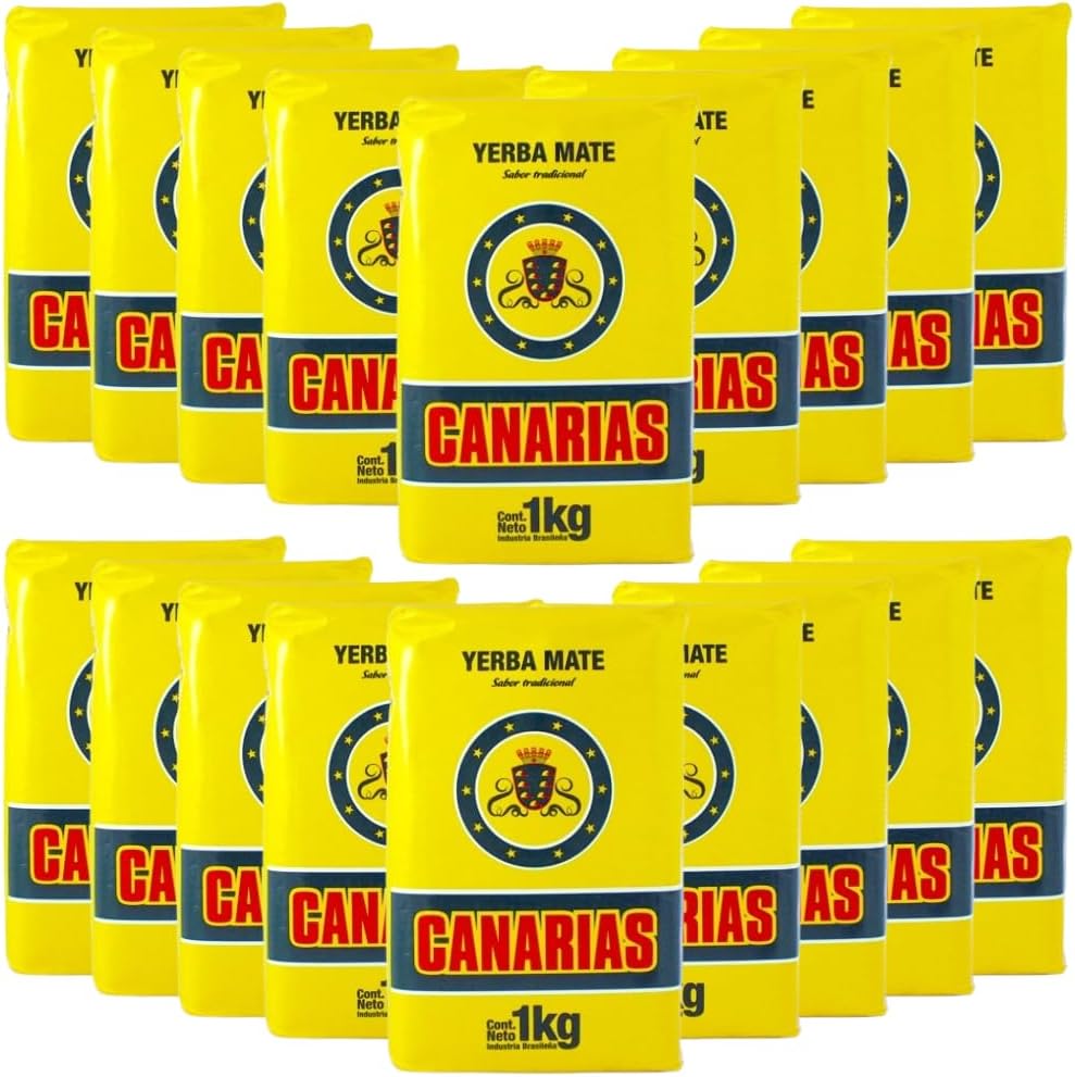 18-Pack Canarias Yerba Mate Tea Traditional From Uruguay Super Combo, 1 kg / 2.2 Lbs each bag
