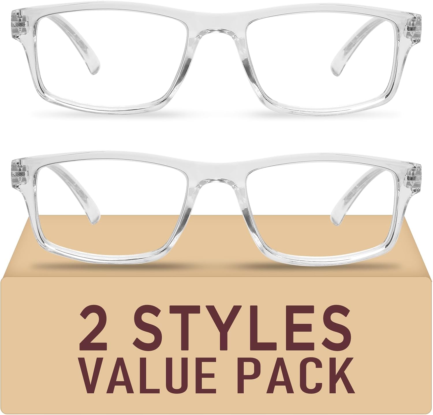 2 Pack Reading Glasses,Upgraded TR Blue Light Blocking Reading Glasses,Filter UV Ray/Glare Computer Readers, Stylish Lightweight Spring Hinges Eyeglasses for Women Men(Transparent,1.75)
