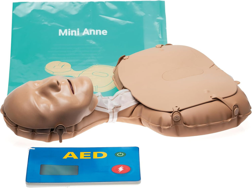 Laerdal Mini Anne Global Set - Inflatable CPR Manikin with Compression Clicker and Basic AED Trainer