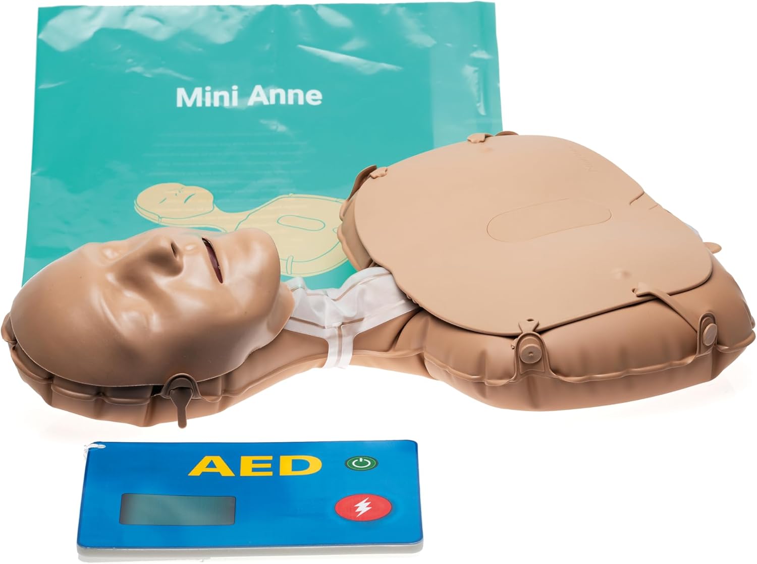 Laerdal Mini Anne Global Set - Inflatable CPR Manikin with Compression Clicker and Basic AED Trainer