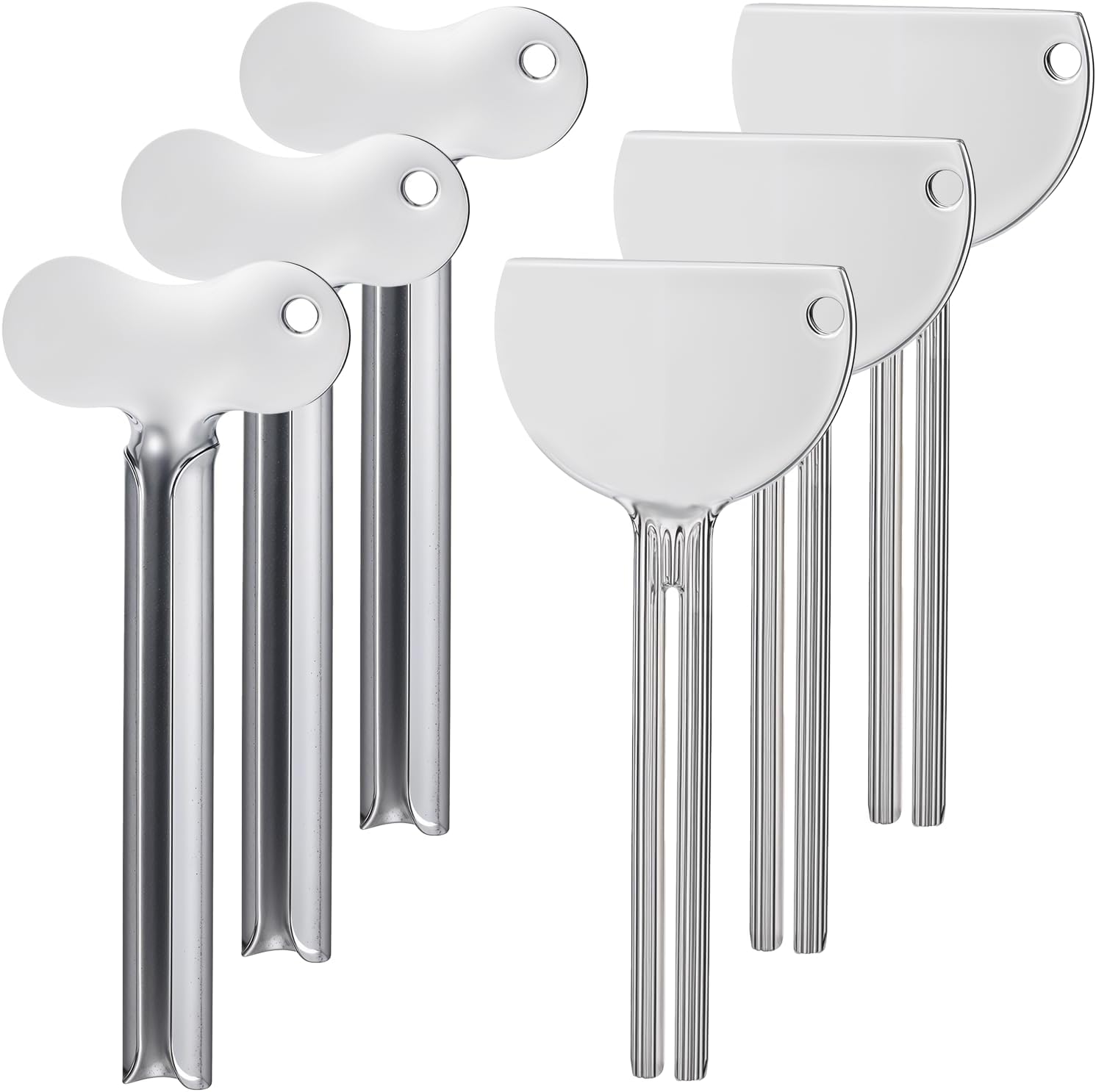 Dimeho Toothpaste Squeezer, 6 Pcs Metal Tube Squeezer Keys Tube Roller Stainless Steel Toothpaste Tube Squeezers Dispenser Tube Wringer Key for Toothpaste Cosmetic Hair Dye Paint Squeezer (A + B)