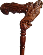 Animal Shape Hand Carved Walking Cane, Wooden Walking Stick Crutches, Comfort Ergonomic Handle Cane for Seniors Gifts, Men Women Old Elderly Walkings Canes(L 35.4", Owl)