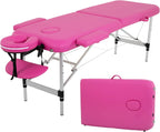 FDW Massage Table Portable Massage Bed Spa Bed 73 Inch Aluminium Lash Bed with Non-Woven Bag Face Cradle Carry Case Height Adjustable 2 Fold Portable Facial Salon Tattoo Bed