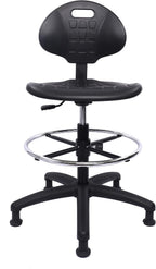 Chair Master Heavy Duty Durable Drafting Stool - Easy to Clean! Ergonomic Polyurethane Chair. Seat Height Adjustable w/Footring for Home, Automotive, Lab, Cleanroom (Non-Rolling Glides, Tall Stool).