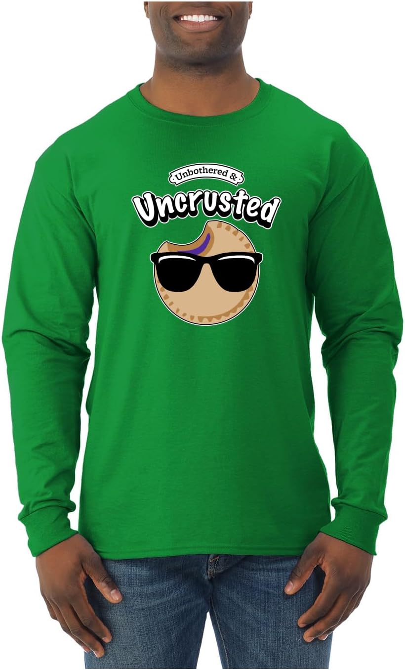 Unbothered and Uncrusted Funny PB&J Sandwich Sunglasses Humor Mens Long Sleeve Shirt