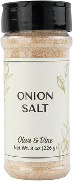 Olive & Vine Onion Salt, Savory Flavor, For Seasoning & Cooking, Rich Tradition, Authentic Taste, For Global Recipes (8 Ounce)