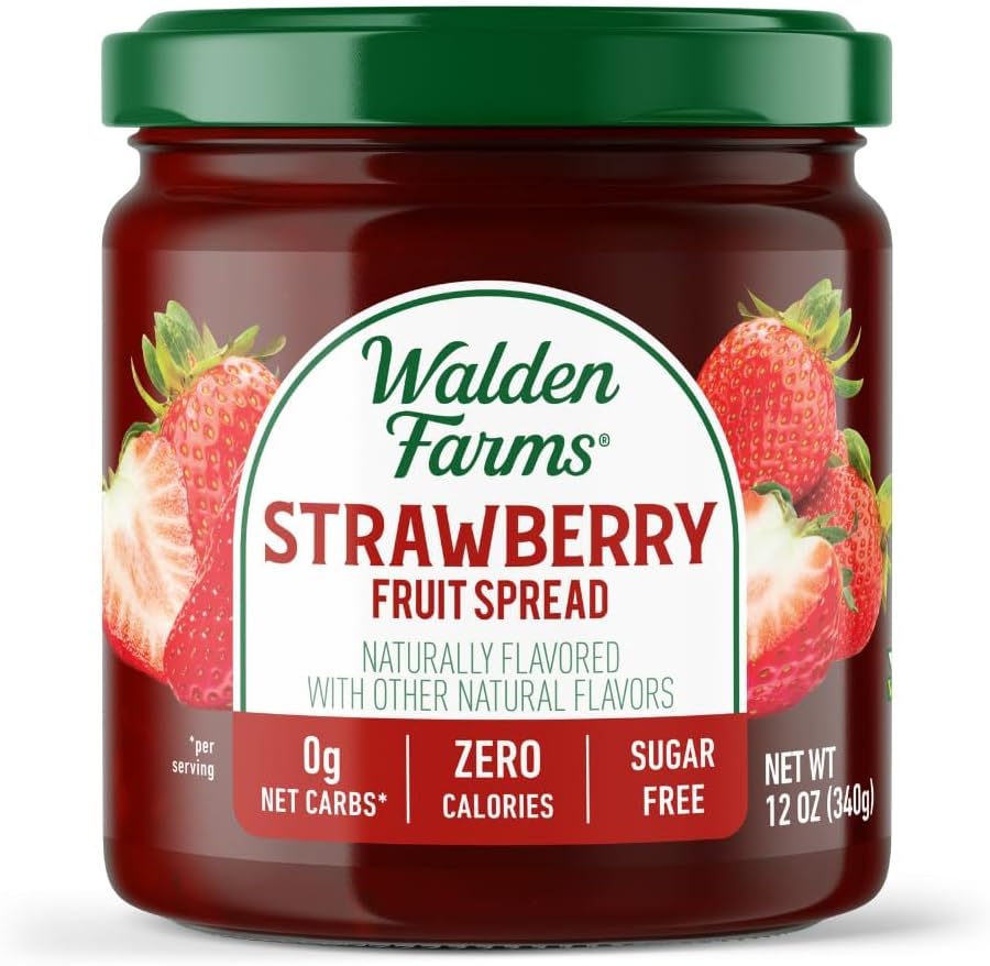 Walden Farms Strawberry Fruit Spread – Zero Calorie, Low Carb, Keto-Friendly, Vegan, Sugar-Free, Classic Strawberry Flavor – 12 oz Bottle
