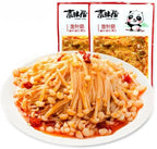 Instant Fresh spicy golden enoki mushroom 60g*3/6/9 bag,Spicy strips latiao,Marinated vegetables，red oil enoki mushroom，pickles,Chinese snacks,side dishes,office casual Dishes，vegetarian (3 bags)