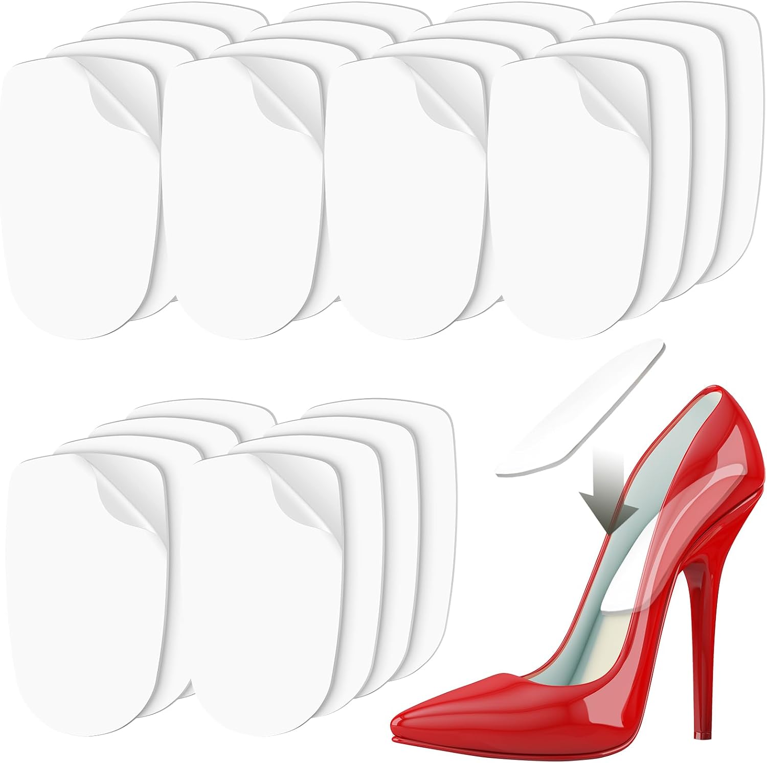 Chunful 12 Pairs Heel Tape Shoe Tape for Inside Shoes Sticky Inside Shoes Double Sided Shoe Tape for High Heels and Flats to Keeps Keep Feet from Slipping One Size Fits Almost All