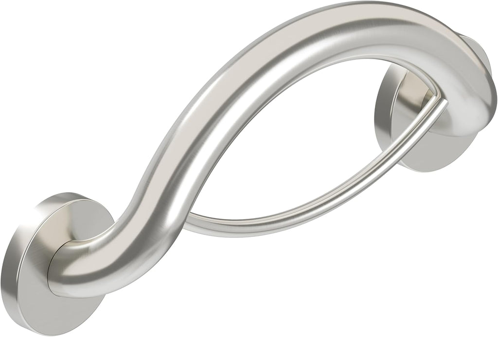 HEALTHCRAFT Plus 2-in-1 Towel Ring & Grab Bar (14 Inch) | ADA Compliant Bathroom Safety Grab Bar for Seniors, Wall-Mounted, Supports Up to 500 lbs, Brushed Stainless Steel