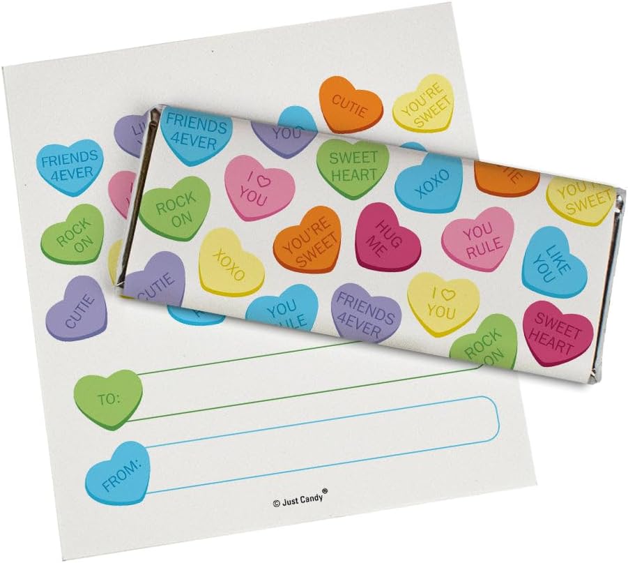 24ct Valentine's Day Party Supplies Wrappers for Chocolate Bars (24 Pack) Kid's Party Favors To From Classroom Exchange